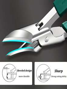 1pc Heavy Duty Stainless Steel Nail Clipper With Soft Grip Handle, Designed For Thick & Ingrown Nails, Suitable For Elderly - Waterproof - View 2