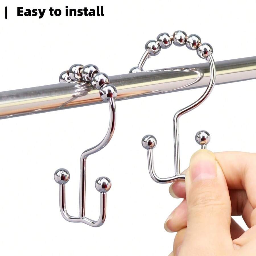 Bộ 6/12 móc treo rèm tắm có hạt trượt êm ái, vòng treo rèm hình zigzag, phụ kiện rèm cửa sổ phòng tắm. - Bai Le - Xem 1