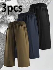 3pcs/Set Plus Size Men's Comfortable Casual Sports Capri Pants - Multicolor - View 5