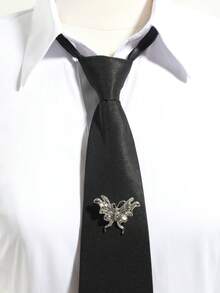 1件女士可调节蝴蝶星形水钻吊坠项链，适合街头、学校、拍照搭配 - 黑色 - 查看 3