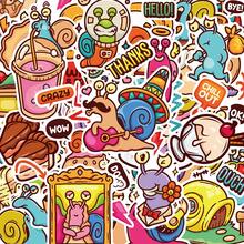 100/200pcs Vintage/Cartoon Pattern Creative Sticker Pack, Suitable For Decorating Tablets, Luggage, Bicycles, Skateboards, Laptops, Phones, Cups, DIY Gifts - Multicolor - View 3