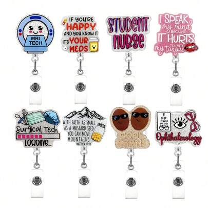 1pc Retractable ID Badge Holder Lanyard, Interesting Cartoon Pattern, Suitable Gift For Nurses, Doctors And Medical Workers