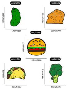 1/5 piezas Broche de comida realista de dibujos animados, hamburguesa, brócoli, queso, varios diseños lindos, pasadores de aleación de alta calidad, excelente para atuendo diario y regalo - Multicolor - Ver 4