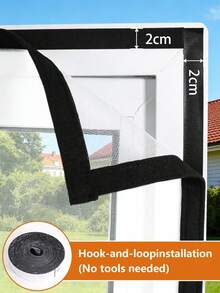English: DIY Window Screen Kit, Nano PP Mesh With Self-Adhesive Hook And Loop Tape, Breathable Fly Screen, Black And White Options - White Zipper Screen - View 6