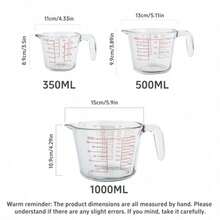 1pc Heat-Resistant Glass Measuring Cup, Clear Markings, Ergonomic Non-Slip Handle; Shock-Resistant, Durable; Suitable For Baking, Cooking, Ingredient Mixing, Essential Kitchen Tool For Home Cooking And Baking Enthusiasts - Multicolor - View 3