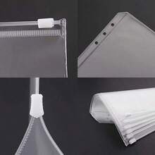 A5/A6/A7 genomskinliga dragkedjepåsar, 6-rings kuvertmapp för kassa, för budgethantering, vattentät A6 PVC-planeringsficka med lösblad - Genomskinlig - Visa 8