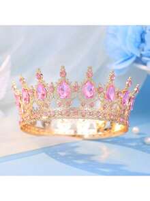 1 pieza Diadema decorativa de lujo con diseño de corona de strass para damas, corona real, accesorio elegante para novia, decoración para eventos, fiestas y festivales - Multicolor - Ver 13