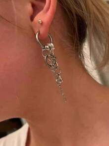 1 Pair Y2K Punk Rock Gothic Avant-Garde Dangle Chain Earrings Personalized Women's Fashion Party Accessories Gift Versatile Casual Earrings For Everyday Wear - 耳環 - 查看 2