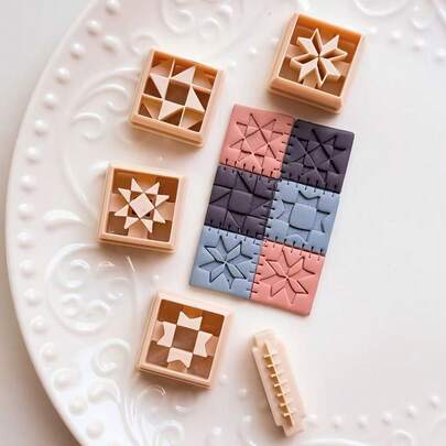 Polymer Clay Mold With Stitched Weaving Design, Beginner-Friendly DIY Clay Cutting Tool Set, Suitable For Handmade Earrings, Pendants And Beading | High-Precision Soft Pottery Craft Material, Ideal Gift For Jewelry Making