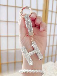 Sparkling Crystal Letter Keychain - Shiny Alloy Pendant, Suitable For Bags And Backpacks - Perfect Gift For Birthday And Special Occasions, Keychain, Ring, Bag, Backpack Decor, Car Decor, Gift For Women And Girls, Wallet And Handbag Accessories, Letter A-Z - Bạc - Xem 5