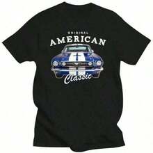 Men's Casual T-Shirt With A Unique Print, Fashionable Tee, Free Shipping. Mustang American Summer Muscle Car T-Shirt, Sizes S-5X, Ideal For Spring, Comfortable And Casual, Made Of 100% Cotton. - 黑色 - 查看 1