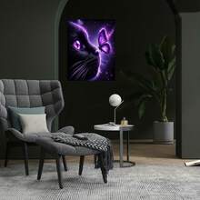 Gato y mariposa - Kit de pintura de arte de diamante 5D, arte de diamante completo redondo, amigable para principiantes, adecuado para decoración de paredes en casa o en la oficina, disponibles varios s de lienzo, regalo perfecto para Halloween y Navidad. - Enmarcado - Ver 2