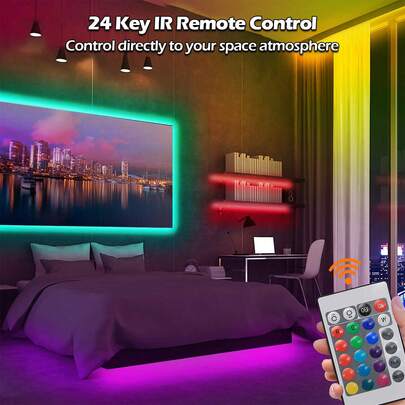 Đèn LED dây chạy bằng pin, thích hợp sử dụng trong nhà, dải đèn LED RGB 3535, được trang bị điều khiển từ xa 24 phím. Bộ đèn LED dây di động, đổi màu và có thể điều chỉnh độ sáng. Thích hợp để trang trí phòng, tiệc tùng, Halloween, Giáng sinh và các dịp lễ khác trong nhà (Sản phẩm không bao gồm pin AA).