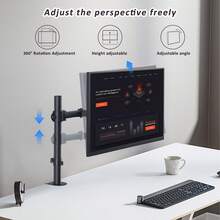 Luminpool Adjustable Single Monitor Arm – Universal Mount For 12-32" Screens, Height/Angle Adjustable, Sturdy Steel, Ideal For Home Office - 查看 5