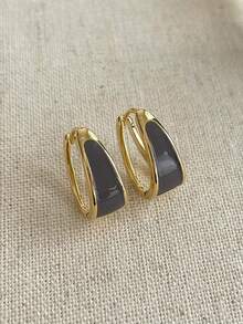 1 đôi, bông tai đơn giản và sang trọng, đa năng, phù hợp để đeo hàng ngày, thích hợp cho các bữa tiệc, bông tai thời trang hình học cá tính, sang trọng dành cho nữ. - Nhiều màu - Xem 7