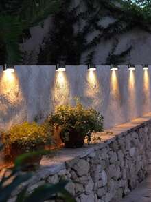 4 piezas de luces decorativas solares para exteriores, luz blanca/cálida, con carcasa negra para terraza, jardín, pared, cerca, paisaje, adecuadas para jardín, terraza, pared, patio - luz de paso - Ver 4