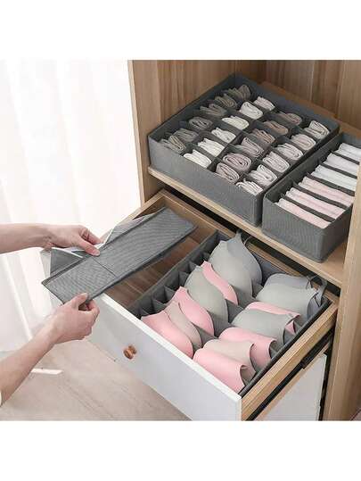 Bộ 4 món đựng đồ trong ngăn kéo, giỏ đựng đồ gấp gọn và hộp vải đựng đồ, dùng để đựng quần áo, đồ lót, áo ngực, cà vạt, phụ kiện, tất.