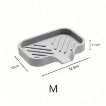 1pc Drain Soap Box Kitchen Bathroom Anti-Slip Sink Tray Creative Washing Table Soap Tray Free Punch Drain Rack - Grey - View 3