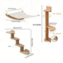 Bộ 3 trong 1 gồm trụ cào móng, giường và võng treo cho mèo, tháp leo trèo bền chắc cho mèo, giá đỡ treo tường cho mèo. - gừng - Xem 6