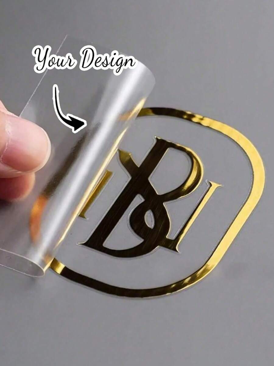 Pegatinas personalizadas de transferencia UV, etiquetas autoadhesivas de cristal transparente en oro y negro, pegatinas decorativas de logotipo 3D adecuadas para vidrio, muebles, artesanías y proyectos DIY, opción ideal para decoración personalizada en el hogar y los negocios - Multicolor - Ver 1