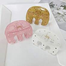 3 pièces/set Nouveaux clips à cheveux en forme de M à pois, pince à cheveux polyvalente élégante pour chignon, accessoires de cheveux d'été pour la plage - Multicolore - Voir 2