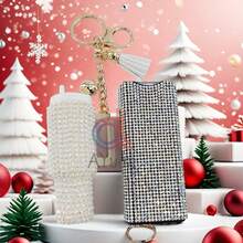 2 Pieces/Set Of Defense Keychains,Bling Self Defense Keychain, Sparkling Rhinestones Mini Tumbler Keychain Lip Balm Holder Key Ring, Stylish & Functional Accessories - Multicolor - View 22