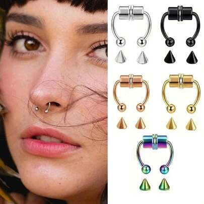 1 chiếc khuyên mũi tròn bằng thép không gỉ, kiểu dáng cổ điển, thích hợp làm quà tặng trang sức, phù hợp cho phụ nữ khi đeo hàng ngày, dự tiệc, đi nghỉ mát, trang phục thường ngày và du lịch.