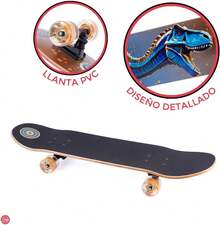 Patineta Dino Cop Naranja de Speed Rollers | Marca Speed Rollers | Skateboard infantil de madera | Patineta para niños | Diseño Double Kicktail | Ruedas de 60 mm | Camiones resistentes - 1 - Ver 7