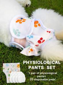 Conjunto de pantalones fisiológicos con moño para perros (incluye 20 almohadillas desechables), pantalones menstruales, adecuados para mascotas medianas y pequeñas - Rojo - Ver 5