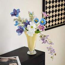 1 pieza Jarrón de vidrio con pétalos de lujo y alta gama, soporte decorativo para flores de estilo Ins adecuado para flores frescas en la sala de estar, decoración de mesa de comedor, jarrón francés - A - Ver 11