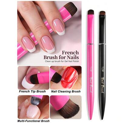 Bộ cọ vẽ móng 3 trong 1, lông nylon, thích hợp cho móng gel và móng acrylic, làm sạch và thoa sơn móng tay chuyên nghiệp, phụ kiện salon làm móng, có thể dùng như cọ tẩy sơn móng tay, cọ sơn móng tay, cọ đa năng.