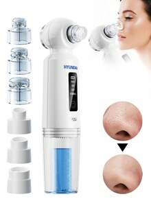 HYUNDAI 6-In-1 Electric Blackhead Remover Tool With Heating Function, Portable USB Rechargeable Pore Cleaner For Effective Facial Cleansing And Blackhead Removal - White - View 1