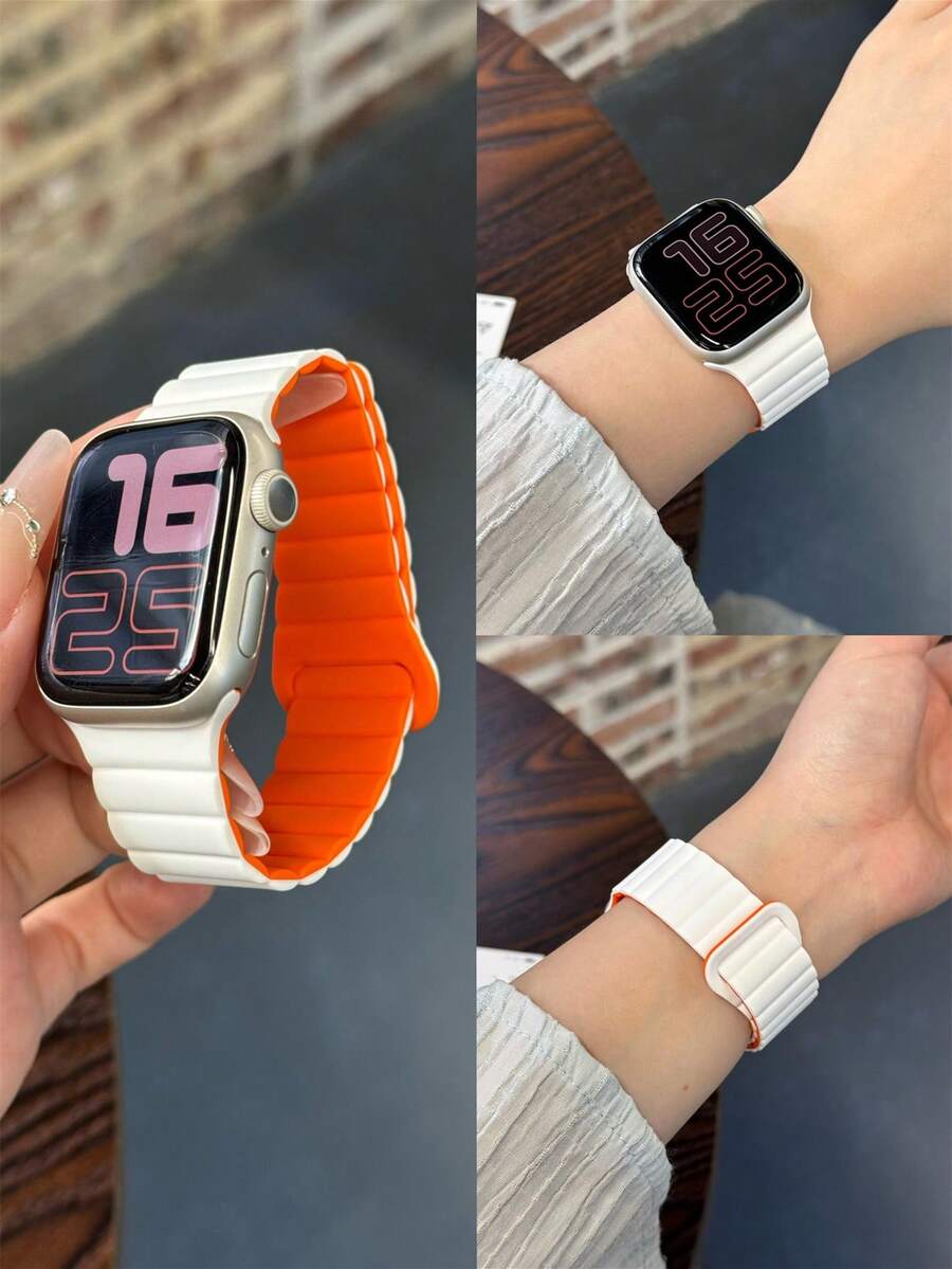1条男女通用硅胶磁吸表带，兼容 42mm、38mm、40mm、41mm、44mm、45mm、46mm、49mm，时尚智能手表替换表带，适用于Ultra2、Ultra SE2、SE 11、10、9、8、7、6、5、4、3、2、1系列，可作为学生返校礼物
