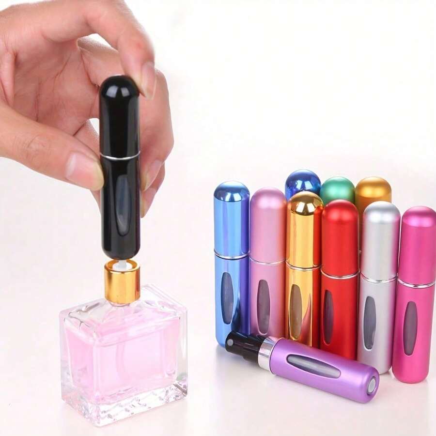 S.E.E.DPerfume Refill Bottle Portable Mini Refillable Spray Can, Empty Cosmetic Container Travel 0.17oz + 1 OPP Bag, Mini Refillable Perfume Bottle, Bottom Filled Travel Perfume Spray Bottle, Vintage Perfume Spray Bottle, Glass Perfume Bottle, Portable Fragrance Container, Portable Scent, Fashion Perfume Bottle, Compact Sprayer, High Quality Sprayer, Leakproof Spray Head, Perfume Dispenser, Frequent Traveler, Perfume Lovers - 黑色 - 查看 1