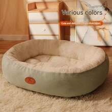 Cama y esterilla para crate de mascotas - Estilo cálido, ovalado, negro, con forro polar. - Ver 3