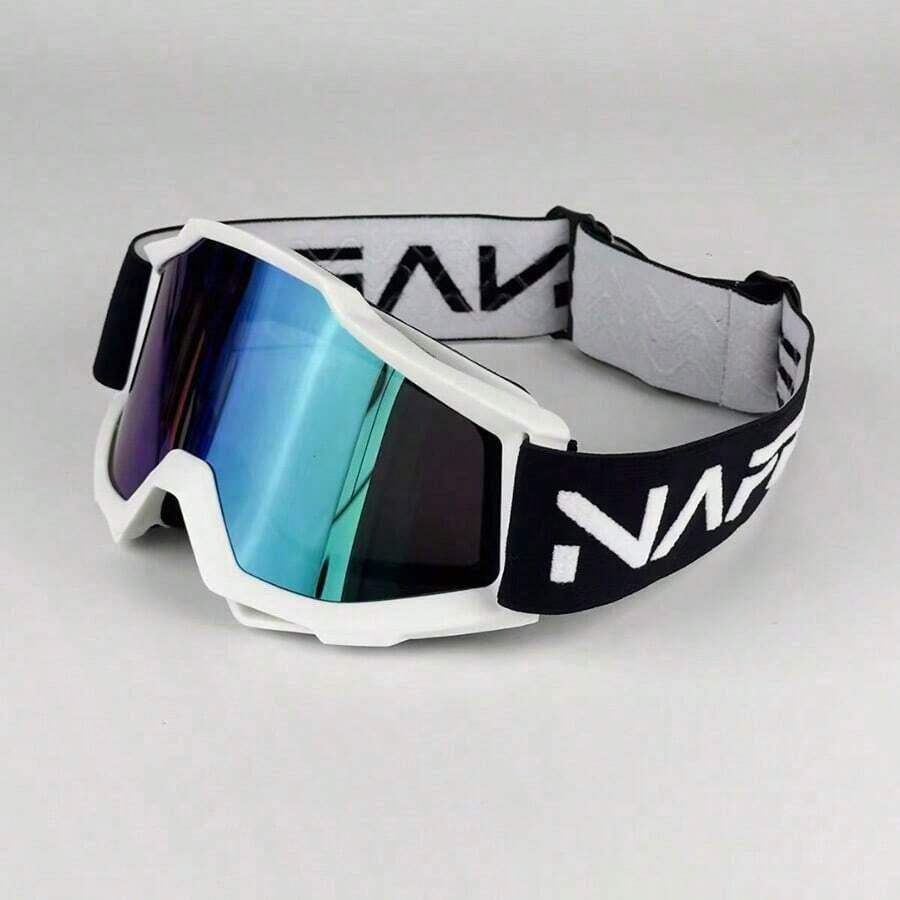 Fashionable And Colorful Motorcycle Goggles, Ski Goggles, Snowmobile Goggles, Outdoor Sports Goggles, Motorcycle Goggles, Riding Goggles, Outdoor Sports Windproof Goggles, Off-Road Riding Goggles, Goggles, 1 Pair - Gọng trắng C2/Tròng kính nhiều màu - Xem 1