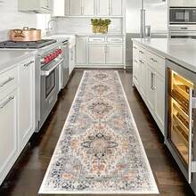 1 pieza Tapete de pasillo de terciopelo con estampado floral bohemio - Suave, antideslizante, lavable de poliéster con un patrón floral vibrante para la entrada, el dormitorio, la cocina, el baño - Fácil de limpiar, decoración del hogar duradera y elegante, alfombras para el baño - 3 - Ver 9