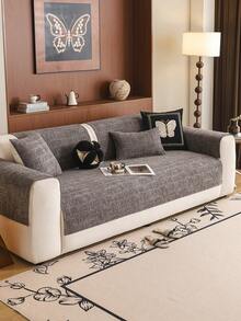 1 tấm bọc ghế sofa chống trượt bằng vải chenille, thân thiện với thú cưng, có thể giặt được. - Màu xám đen - Xem 3