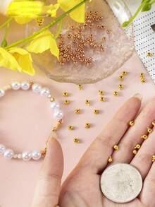 3mm/0.118in 銅色壓花珠、止珠、珠帽，適用於手工手鍊、項鍊、耳環、鑰匙圈、腳鍊，珠寶製作壓花珠 - 彩色 - 查看 7