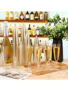 10/25/50 Pieces Reusable Clear Champagne Flutes, 150ml Plastic Cocktail Party Glasses For Parties, Weddings And Large Celebrations - View 3