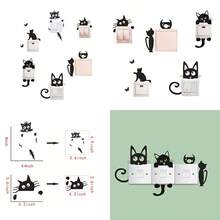 Removable Switch Sticker 6 Pcs Cute Black Cats Cartoon Wall Sticker Light Switch Decor Decals Family DIY Decor Art Stickers Home Decor Wall Art For Living Room Office Home Decoration - Negro 2 - Ver 1