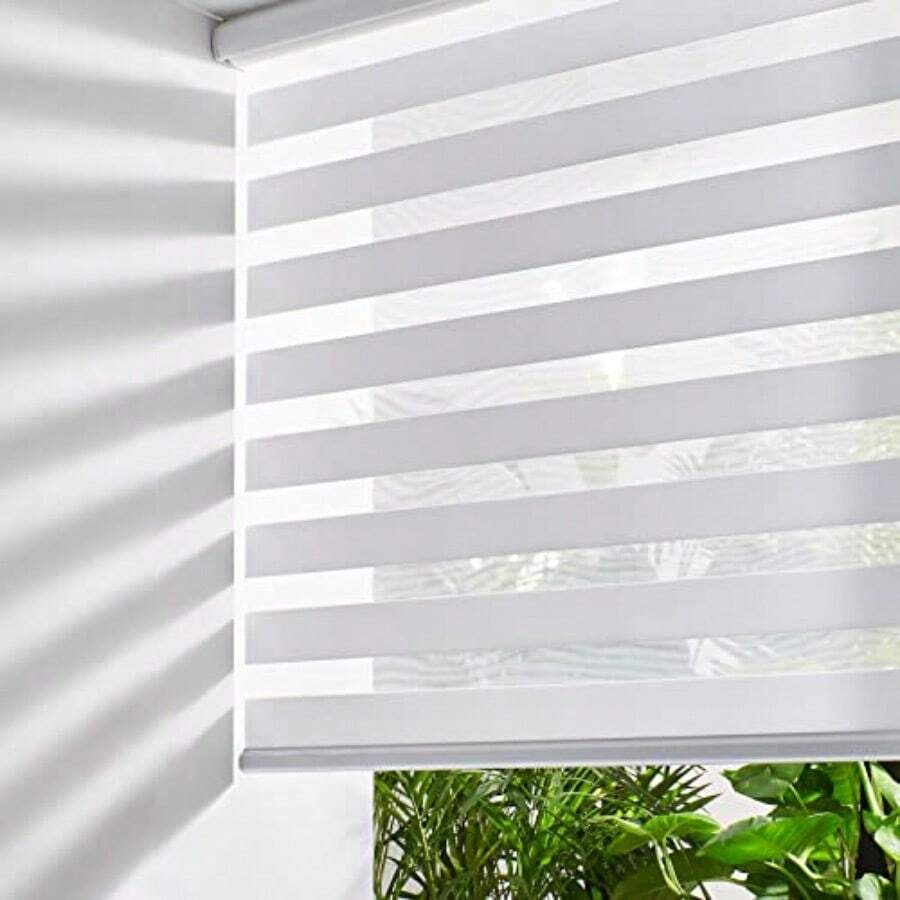 Cordl Zebra Blinds For Windows Free-Stop Roller Windows Shades 36" W X 47" H White Dual Layer Light Control For Day And Night Light Filtering Sheer Shades For Home Bedroom - 36W X 47H - View 1