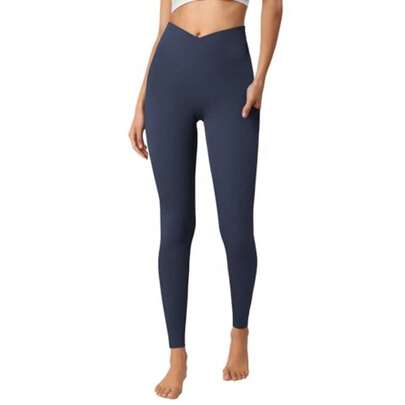 Leggings para mujer de cintura alta con cruce en V, suaves y mantequillosos, con control de abdomen, para entrenamiento, running y yoga