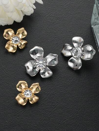 Bộ 10 cúc kim loại đính đá hình hoa, cúc trang trí cho áo khoác, áo len, đồng phục, áo vest, cổ tay áo, cổ áo vest, đồ thủ công DIY, hộp quà tặng.