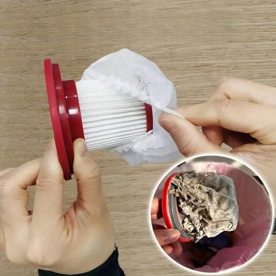 通用型一次性吸尘器滤芯，采用无纺布防尘过滤网制成，弹性可调节设计，高效过滤灰尘，适用于家庭、办公室、酒店等场所的清洁。