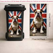 1张2D平面自粘垃圾桶贴纸，英国斗牛犬垃圾桶贴纸，复古英国国旗狗狗垃圾桶贴花，防水户外垃圾桶装饰，PVC材质，易撕易贴，平面艺术贴纸，厨房收纳 - A - 查看 7