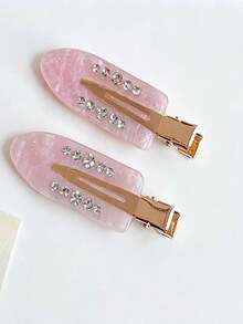 New Arrival Rhinestone Decorated Seamless Hair Clip, Suitable For Women's Daily Wear, Makeup, And Grooming, Claw Clips,Travel,Birthday - Multicolor - View 5