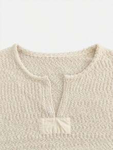 Women's Retro Summer Knit Top: V-Neck, Textured Striped And Side Slit Design, Loose Sleeveless Fit - Versatile Casual Wear - Burnt Orange - View 8