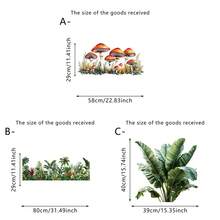 1张热带植物墙贴。香蕉叶、棕榈树、森林蘑菇图案踢脚线贴纸。自粘防水植物墙纸，适用于客厅、卧室、楼梯角落。美观自然的DIY家居装饰。 - 多色 - 查看 11