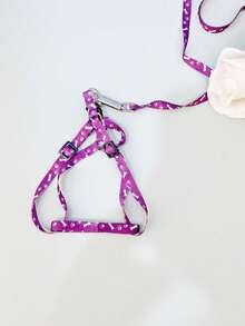 1件装宠物牵引绳，适用于小型动物，猫咪牵引绳套装，兔子胸背带，小型动物牵引绳，迷你印花胸背带套装 - 彩色 - 查看 16